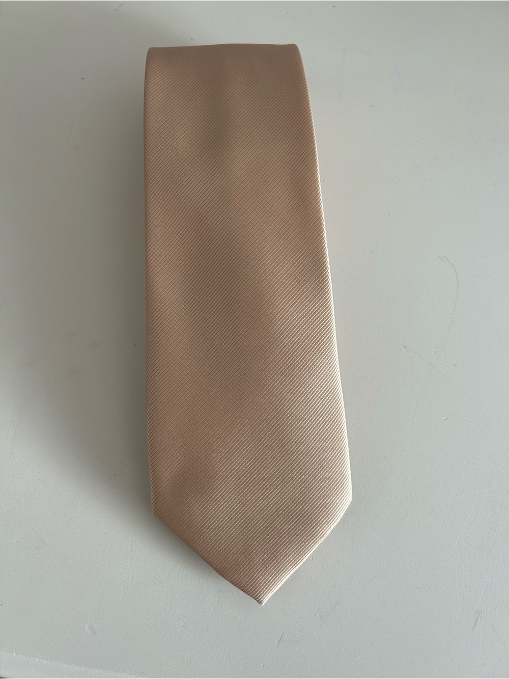 Men's Solid Light Beige Champagne Silk Tie - Classic Formal Accessory
